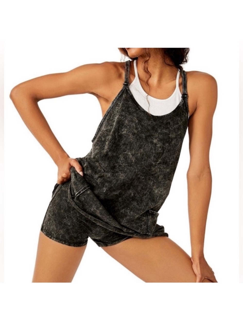NWOT Free People Movement Logo Hotshot Black Tank Mini Dress with Shorts Large - Picture 4 of 10